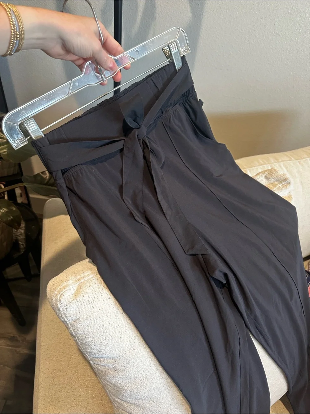 lululemon athletica Black Wide-Leg Tie-Waist Trousers